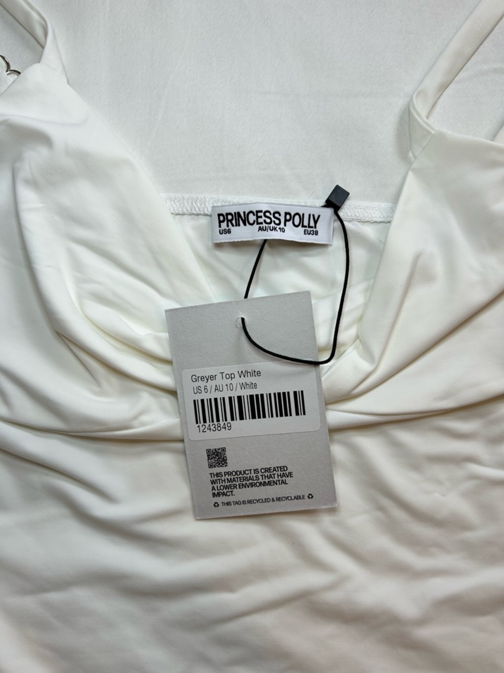 Princess Polly Greyer Top White Camisole Tank Top Size 6 - Picture 3 of 7